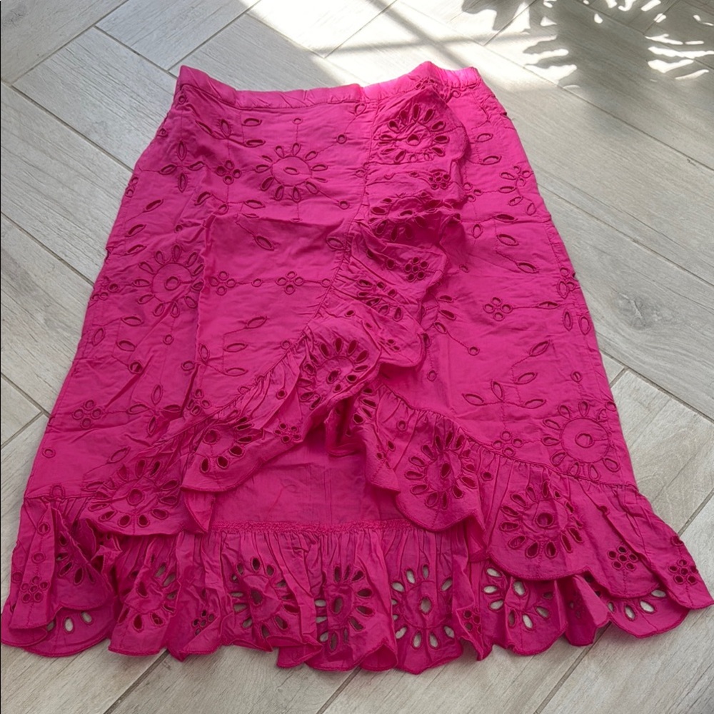 J. Crew Fuchsia Eyelet Pencil Skirt